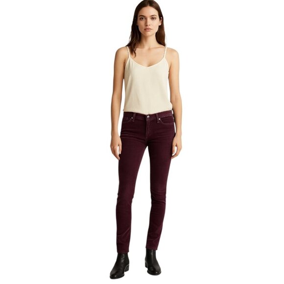 rag & bone/JEAN low rise skinny Jeans in Burgundy Velvet size 27 - Picture 1 of 7